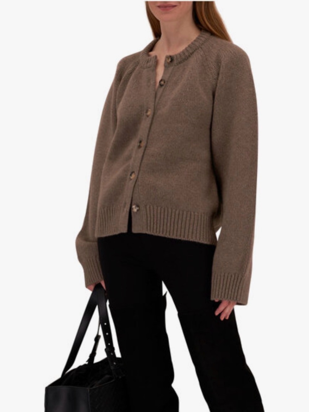 KHAITE Taupe Brown Button-Front Chunky Knit Cardigan